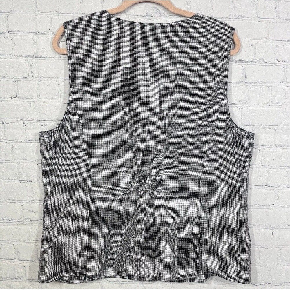 Vintage Orvis Blouse Women's Large 16 100% Linen Plaid Button Cottage Beach Top - Picture 3 of 9